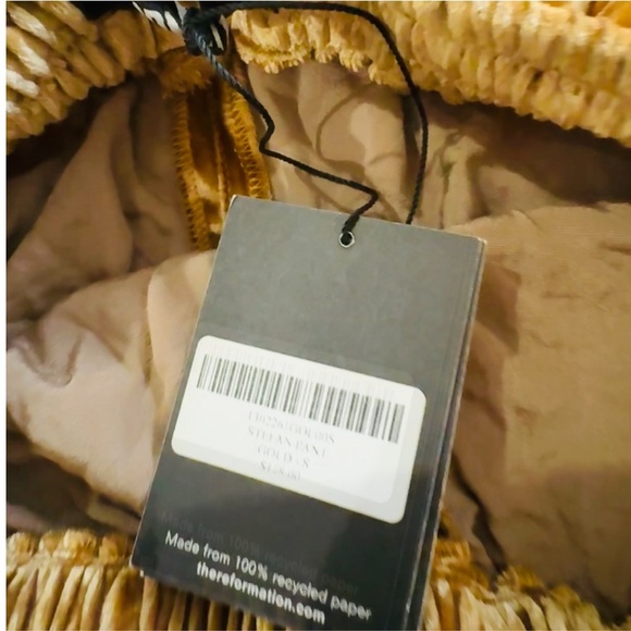 Reformation gold rush crushed velvet pants NEW - Picture 6 of 8